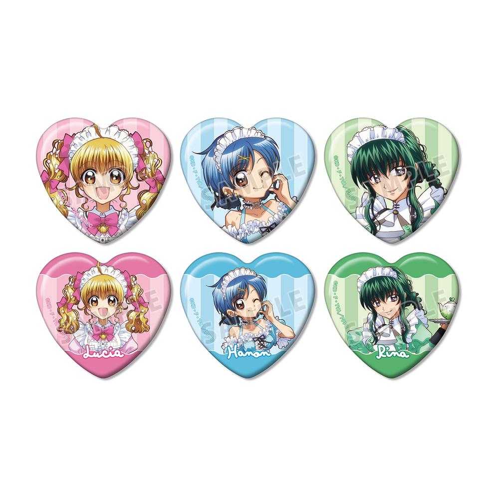 アニメ「ぴちぴちピッチ」 描き下ろし メイドver. トレーディングハート型缶バッジ(単位/BOX) - official product image | AniSmile