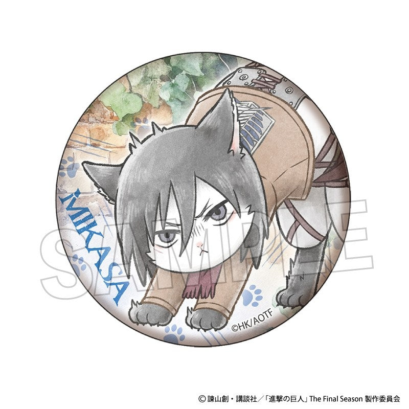 進撃の巨人 調査兵にゃん 缶バッジ ミカサ - 公式商品画像 | AniSmile