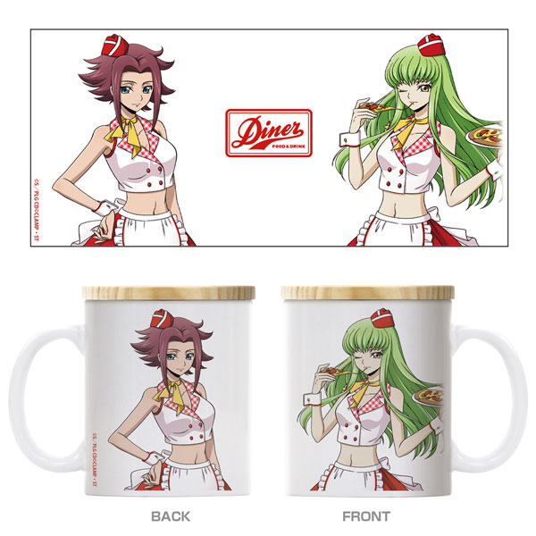 コードギアス 反逆のルルーシュ 描き下ろし C.C.&カレン フタ付きフルカラーマグカップ アメリカンダイナーVer. - AniSmile