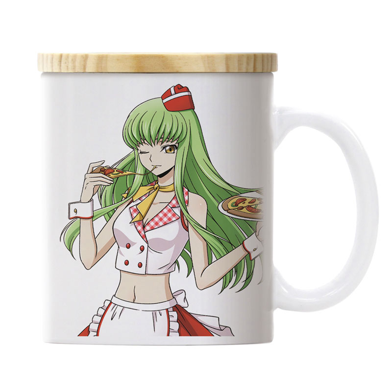 コードギアス 反逆のルルーシュ 描き下ろし C.C.&カレン フタ付きフルカラーマグカップ アメリカンダイナーVer. Image 2 | AniSmile