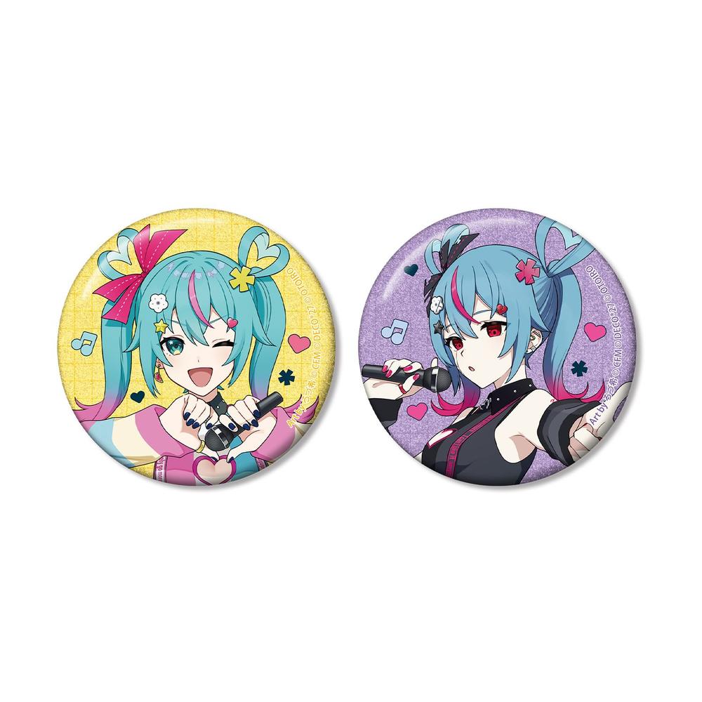 初音ミク デコミク LIVE練習中ver. Art by ろづ希 グリッター缶バッジ2個セット - 公式商品画像 | AniSmile