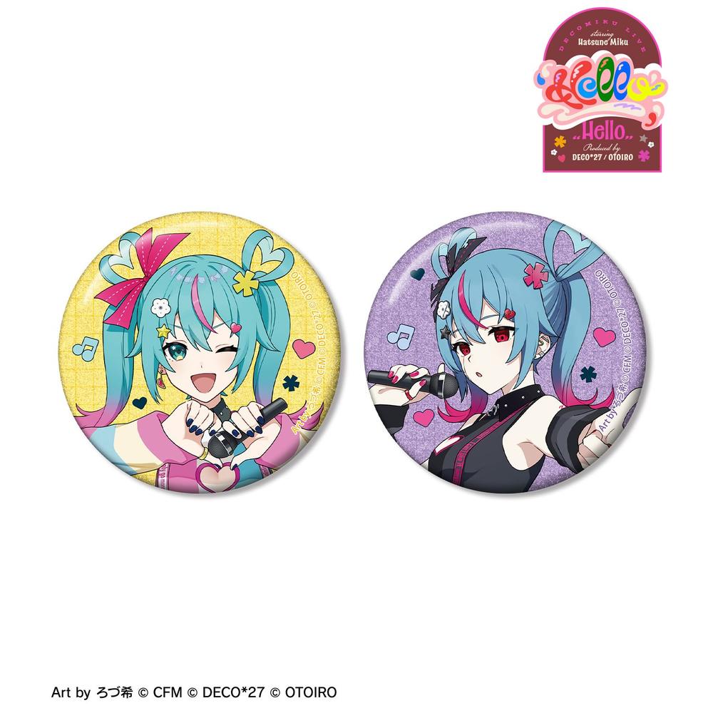 初音ミク デコミク LIVE練習中ver. Art by ろづ希 グリッター缶バッジ2個セット 画像 2 | AniSmile