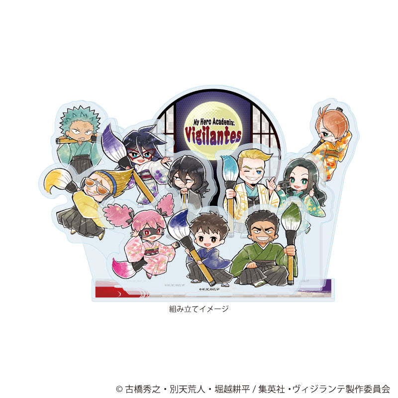 プレミアム アクリルジオラマプレート「ヴィジランテ -僕のヒーローアカデミア ILLEGALS-」01/書道ver. 集合デザイン(レトロアート) 画像 2 | AniSmile