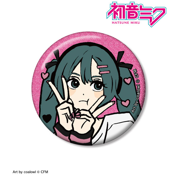 描き下ろし 初音ミク ハートver. Art by coalowl グリッター缶バッジ ver.B - official product image | AniSmile
