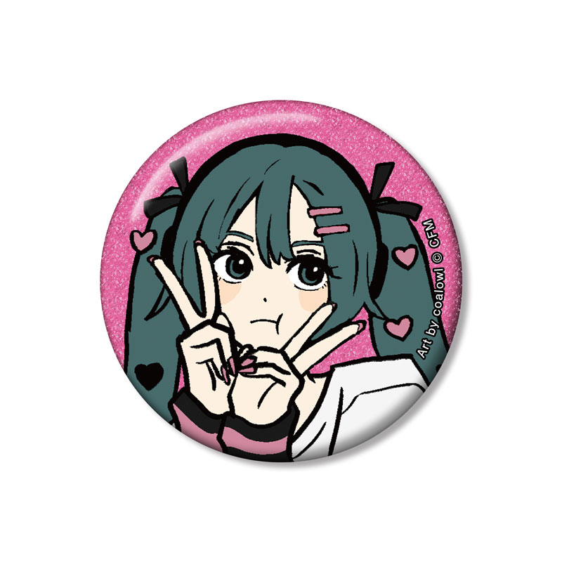 描き下ろし 初音ミク ハートver. Art by coalowl グリッター缶バッジ ver.B Image 2 | AniSmile