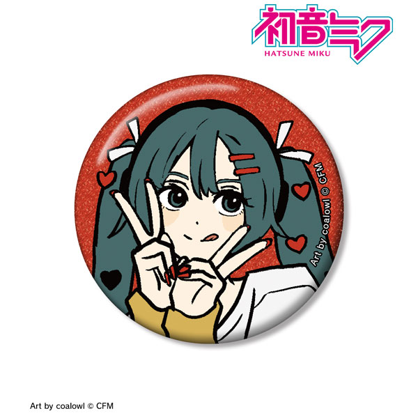 描き下ろし 初音ミク ハートver. Art by coalowl グリッター缶バッジ ver. - AniSmile