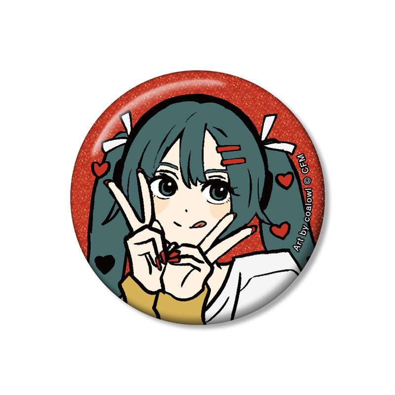 描き下ろし 初音ミク ハートver. Art by coalowl グリッター缶バッジ ver.A Image 2 | AniSmile