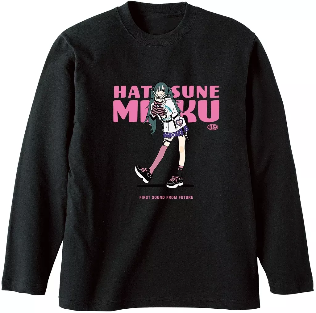 描き下ろし 初音ミク ハートver. Art by coalowl ロングTシャツ ver.Bユニセックス(サイズ/XXL) - 公式商品画像 | AniSmile