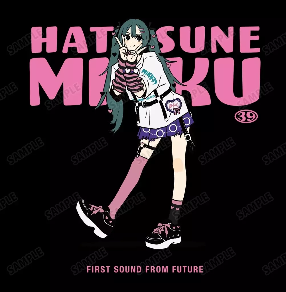 描き下ろし 初音ミク ハートver. Art by coalowl ロングTシャツ ver.Bユニセックス(サイズ/XXL) 画像 2 | AniSmile