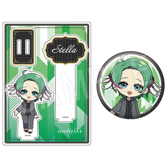TVアニメ『グノーシア』 アクリルフォトプロップス&グリッター缶バッジセット 黒スーツver. ステラ - 公式商品画像 | AniSmile