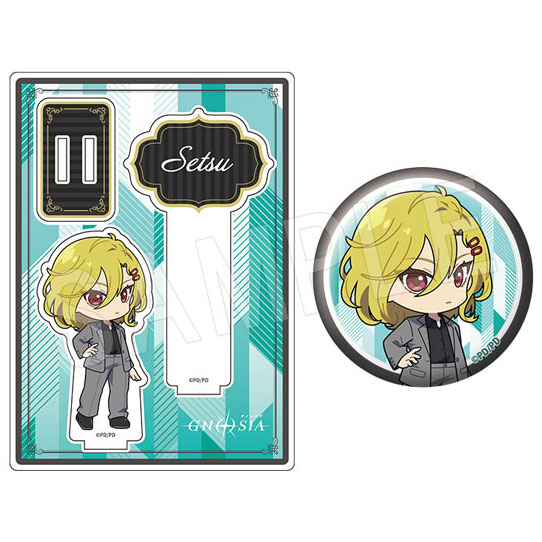 TVアニメ『グノーシア』 アクリルフォトプロップス&グリッター缶バッジセット 黒スーツver. セツ - 公式商品画像 | AniSmile