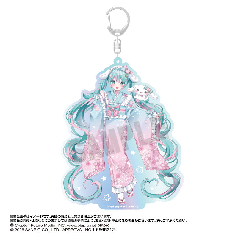 初音ミク×シナモロール 夢桜ver. BIGオーロラアクリルキーホルダー - 公式商品画像 | AniSmile