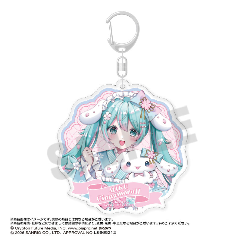 初音ミク×シナモロール 夢桜ver. BIGラウンドアクリルキーホルダー A - 公式商品画像 | AniSmile