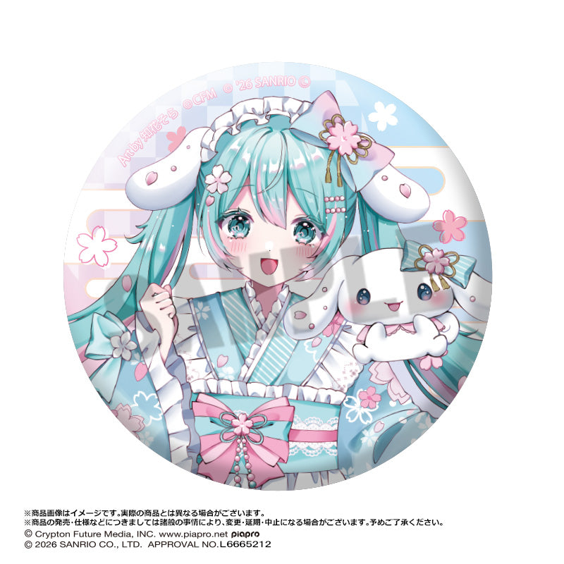 初音ミク×シナモロール 夢桜ver. BIGホログラム缶バッジ - 公式商品画像 | AniSmile