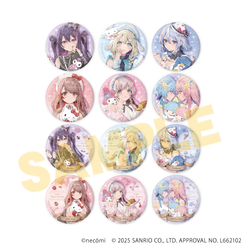 ホログラム缶バッジ(57mm)「necomi×サンリオキャラクターズ」01/ブラインド(全12種)(コラボイラスト) - 公式商品画像 | AniSmile