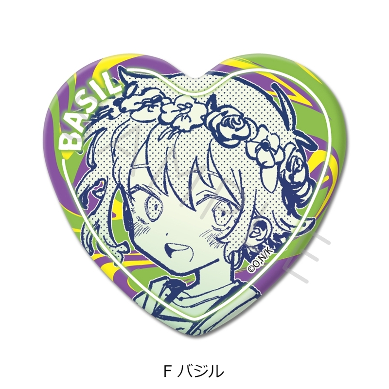 『OMORI』 ハート型缶バッジ F (バジル) - 公式商品画像 | AniSmile