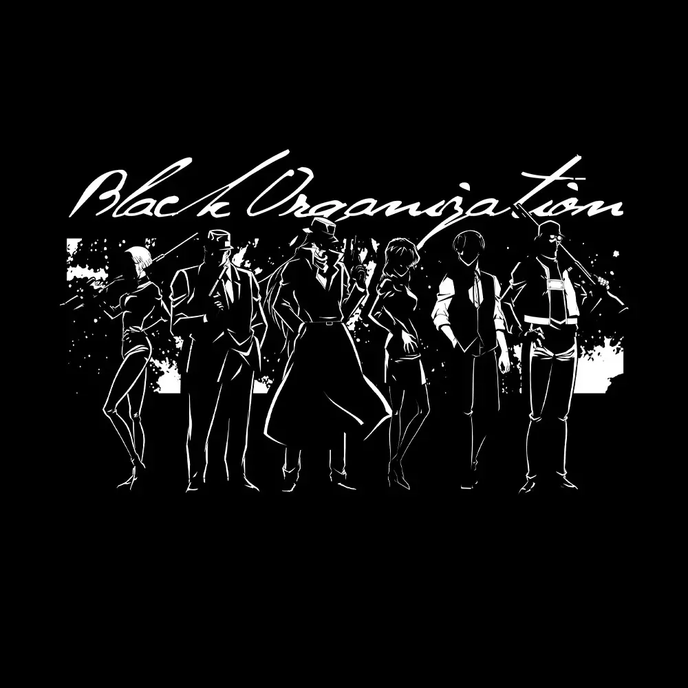 名探偵コナン 黒ずくめの組織シルエット Tシャツ/BLACK-L 画像 2 | AniSmile
