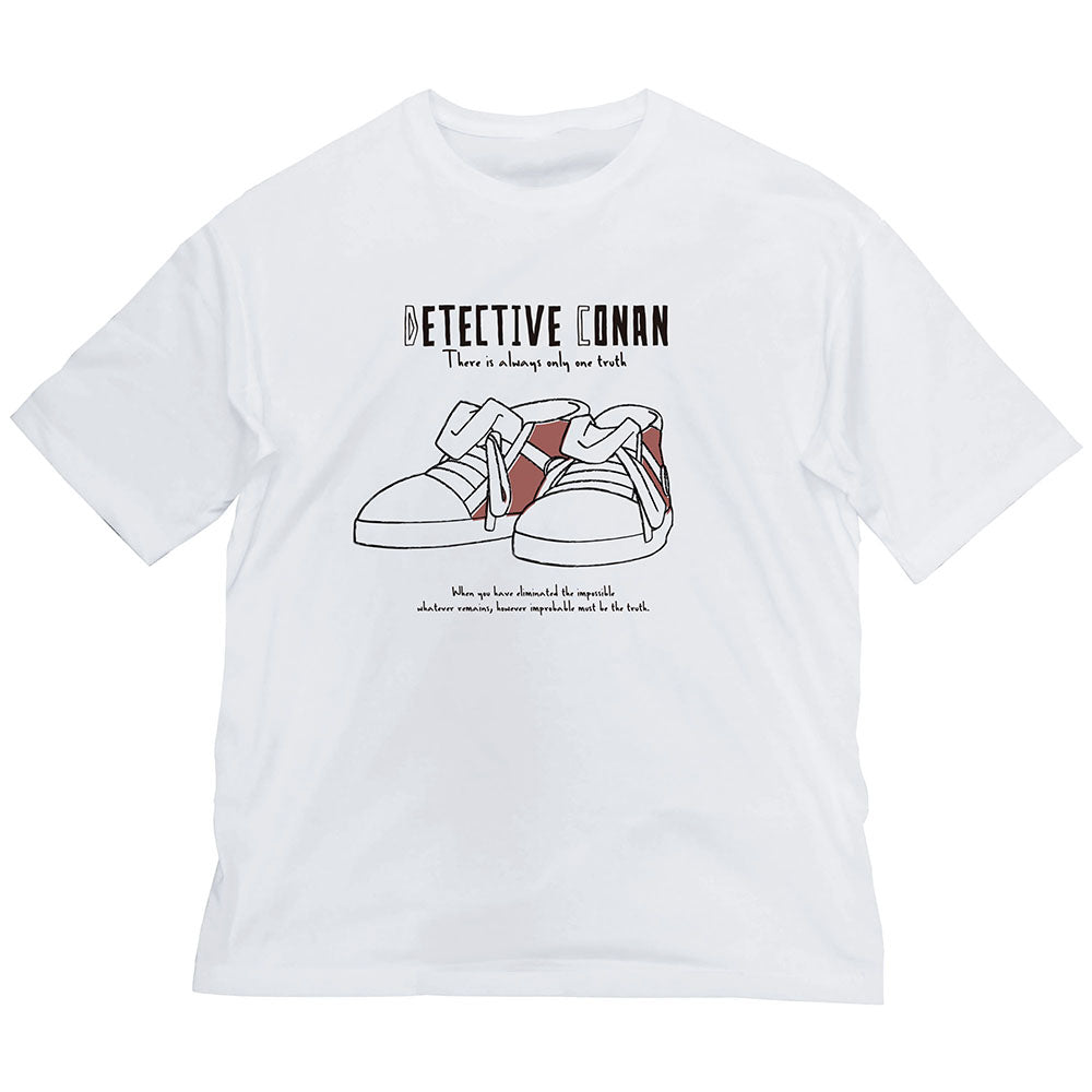 名探偵コナン コナンのキック力増強シューズ ビッグシルエットTシャツ/WHITE-L - 公式商品画像 | AniSmile