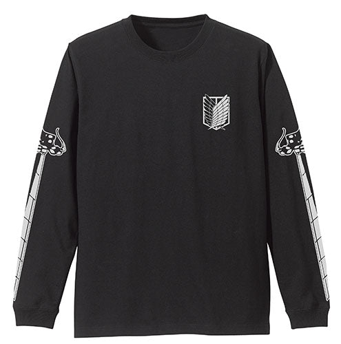 進撃の巨人 調査兵団 袖リブロングスリーブTシャツ/BLACK-S - 公式商品画像 | AniSmile