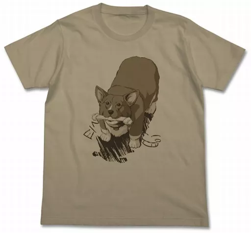 カウボーイビバップ 骨型ガムを咥えたアインのTシャツ/SAND KHAKI-L - 公式商品画像 | AniSmile