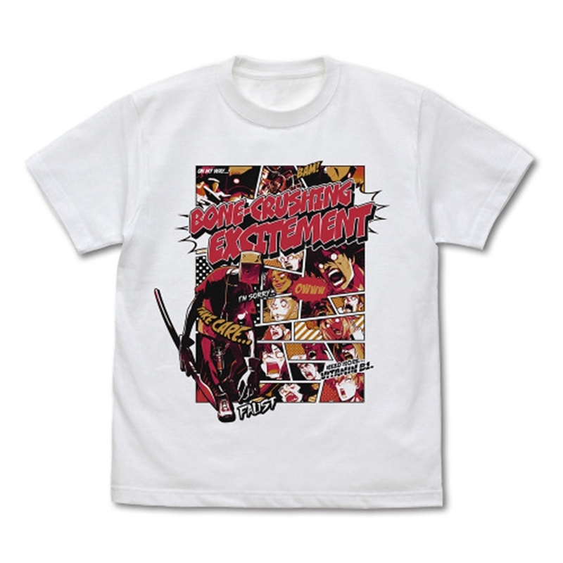 GUILTY GEAR -STRIVE- ファウスト「エキサイティング骨折」Tシャツ/WHITE- - AniSmile