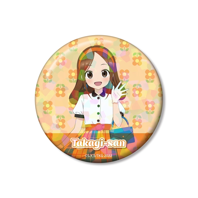 からかい上手の高木さん 描き下ろし 高木さん 昭和 時代ファッションver. 75mmホログラム缶バッジ - 公式商品画像 | AniSmile