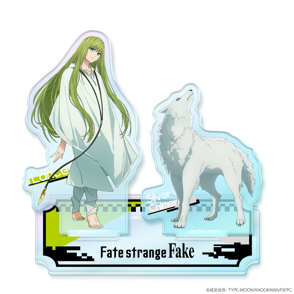 『Fate/strange Fake』オーロラアクリルニコスタンド 銀狼の合成獣&ランサー - 公式商品画像 | AniSmile