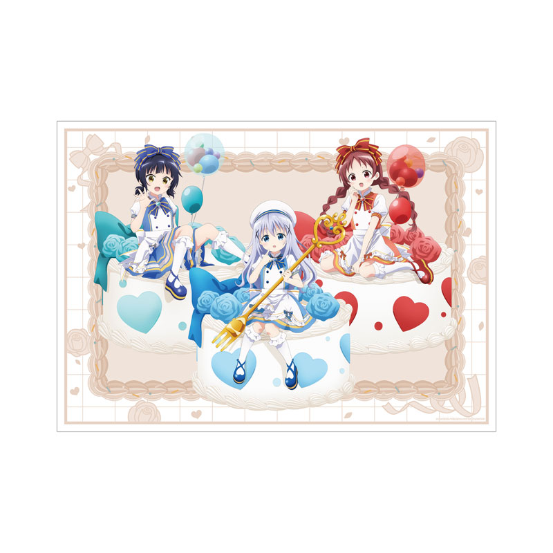 ご注文はうさぎですか? BLOOM 描き下ろし チノ&マヤ&メグ お座りケーキver. A3マット加工ポスター 画像 2 | AniSmile