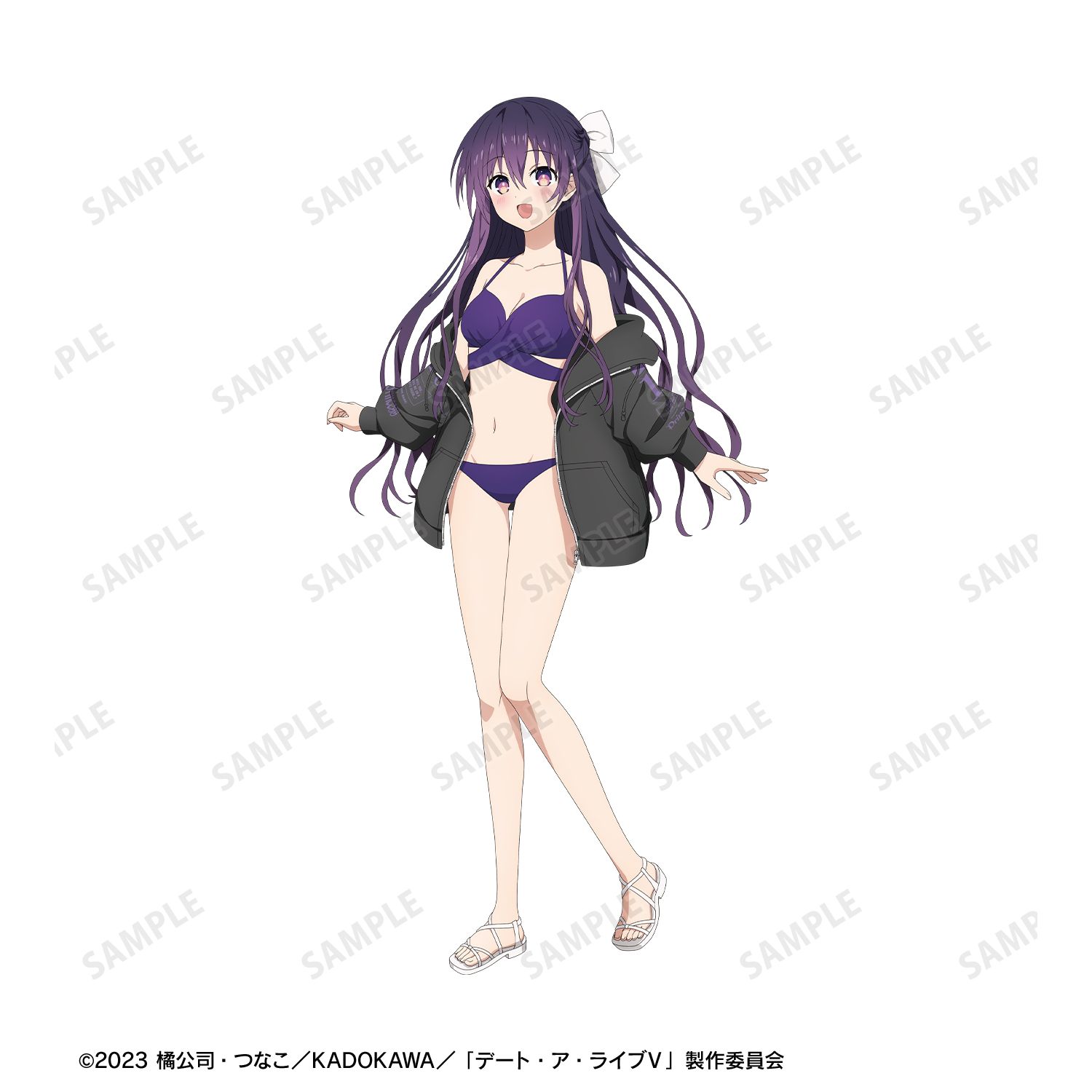 描き下ろし 夜刀神十香 ビーチデートver. 着用ジップパーカーユニセックス(サイズ/XL) 画像 3 | AniSmile