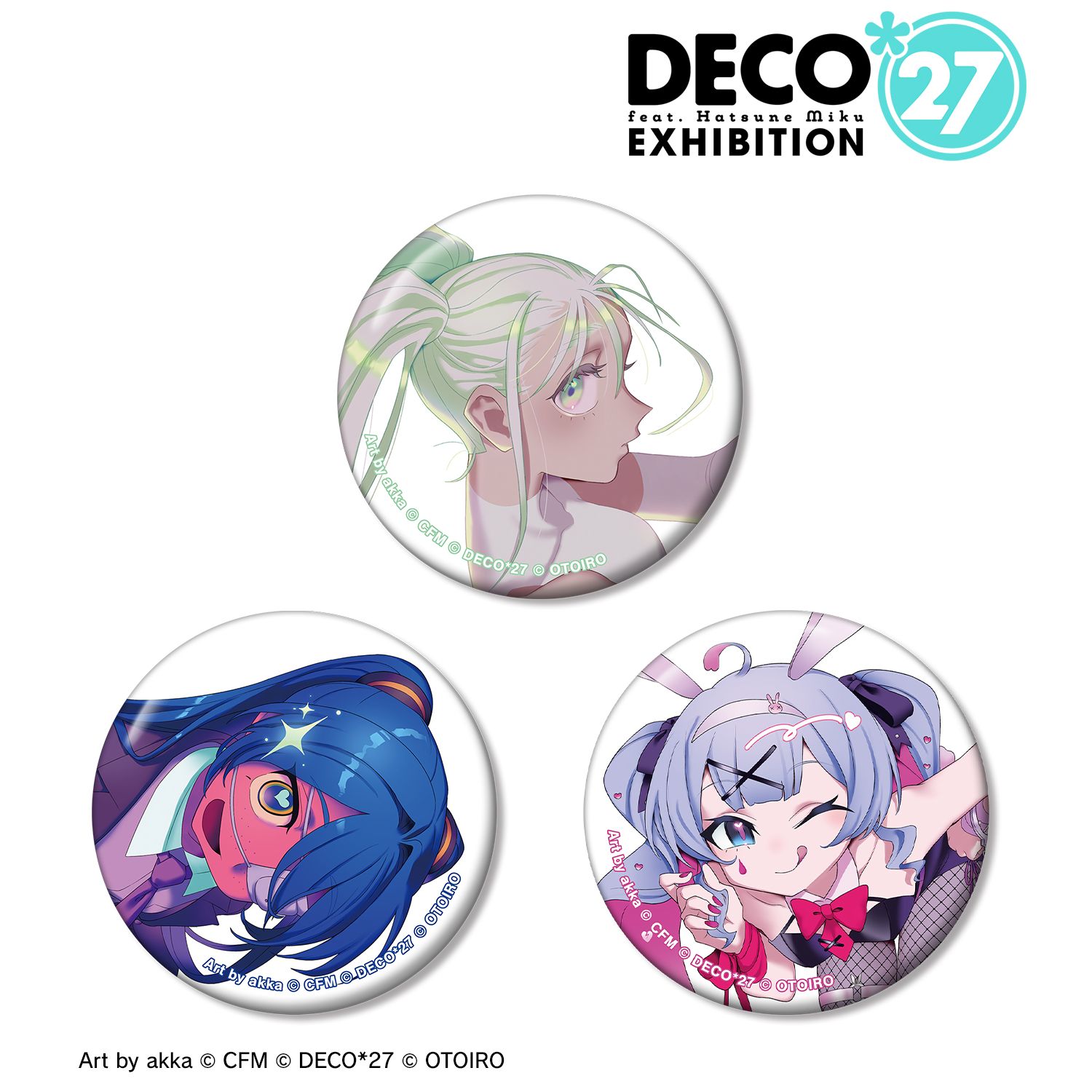 DECO*27 feat.初音ミク EXHIBITION Produced by DECO*27 / OTOIRO キービジュアル 缶バッジ3個セット ver.A Image 2 | AniSmile