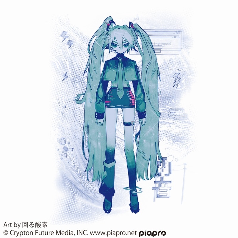 初音ミク Tシャツ 回る酸素 Ver./WHITE-L 画像 2 | AniSmile