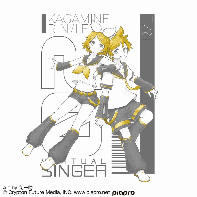 鏡音リン・レン Tシャツ えー助 Ver./WHITE-XL Image 2 | AniSmile