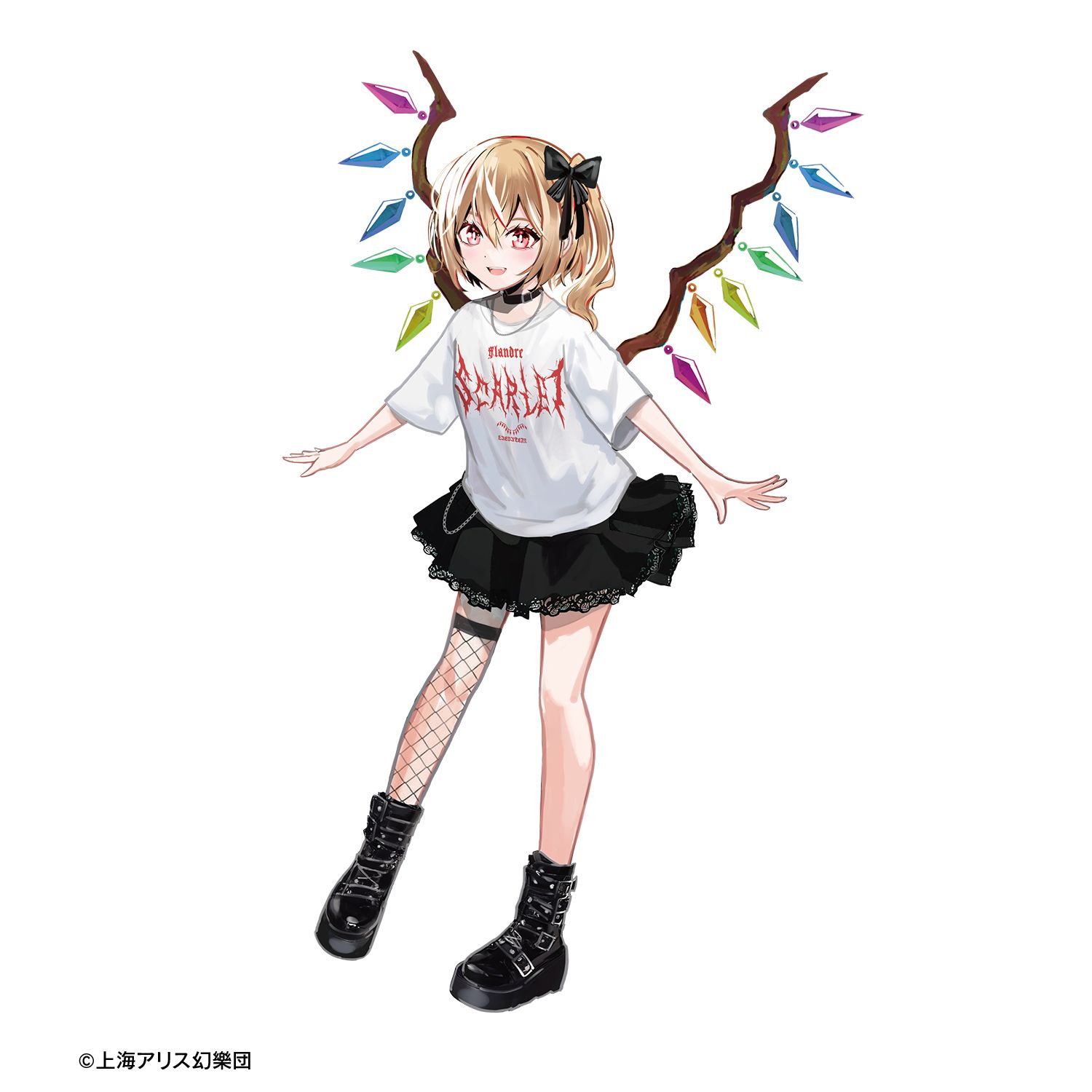 東方Project 松本能人イラスト 現代風ファッションver. フランドール・スカーレット 着用Tシャツメンズ(サイズ/M) 画像 4 | AniSmile