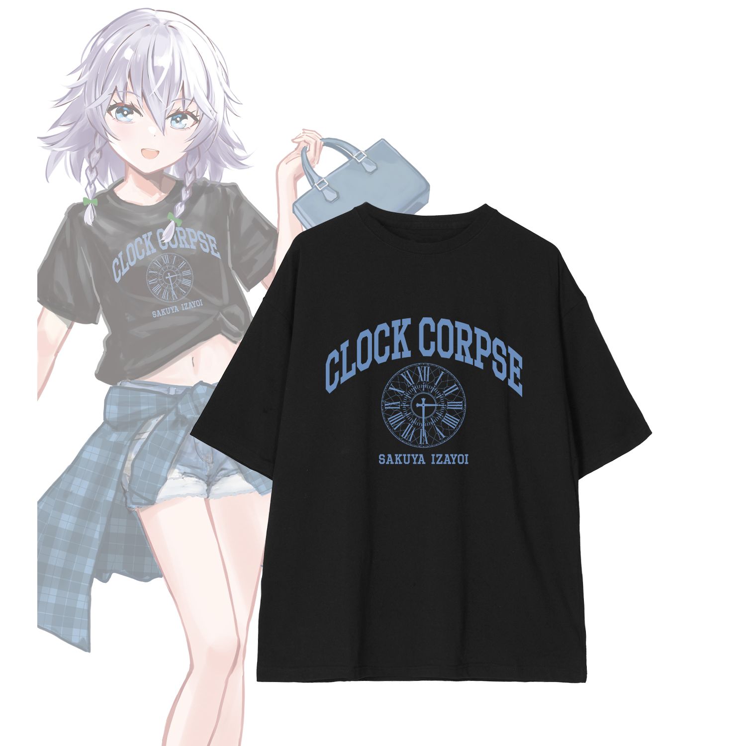 東方Project 松本能人イラスト 現代風ファッションver. 十六夜咲夜 着用BIGシルエットTシャツユニセックス(サイズ/L) - 公式商品画像 | AniSmile