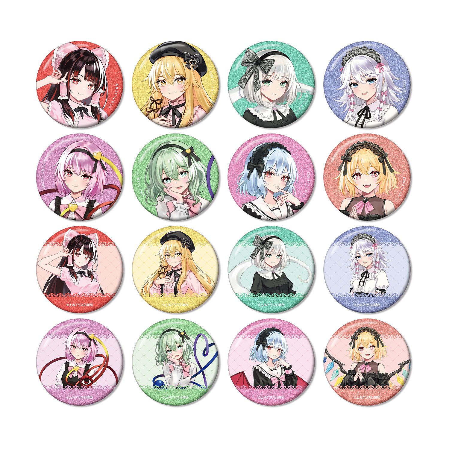 東方Project 松本能人イラスト ガーリーファッションver. トレーディンググリッター缶バッジ(単位/単品) - 公式商品画像 | AniSmile