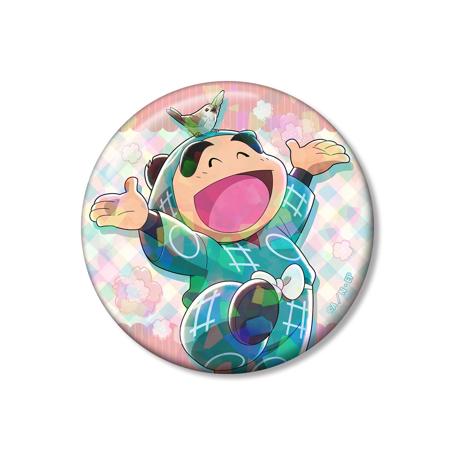 忍たま乱太郎 描き下ろし 福富しんべヱ 楽しいお花見の段ver. 75mmホログラム缶バッジ - 公式商品画像 | AniSmile