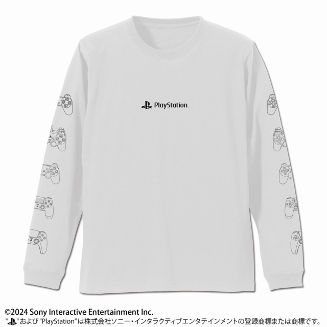 プレイステーション 袖リブロングスリーブTシャツPlayStationControllerLine-ups/WHITE-M - 公式商品画像 | AniSmile