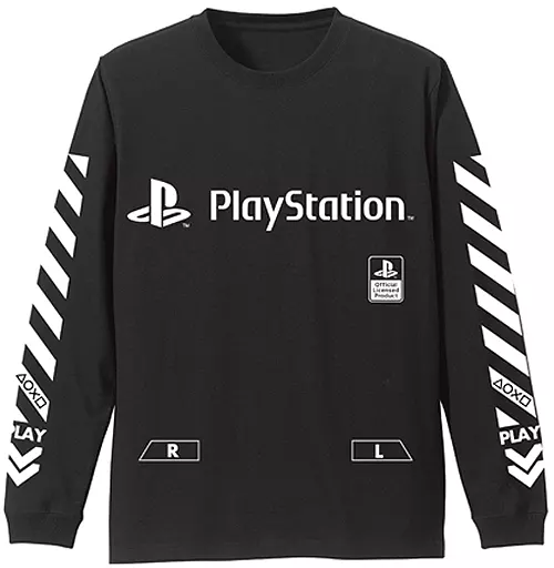 プレイステーション 袖リブロングスリーブTシャツPlayStation/BLACK-XL - 公式商品画像 | AniSmile