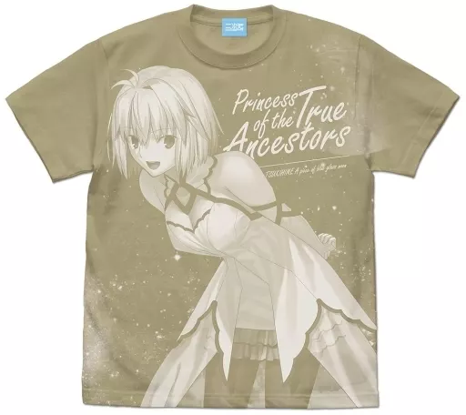 月姫 -A piece of blue glass moon- アルクェイド・ブリュンスタッド耐熱ドレスVer.オールプリントTシャツ/SANDKHAKI-L - 公式商品画像 | AniSmile