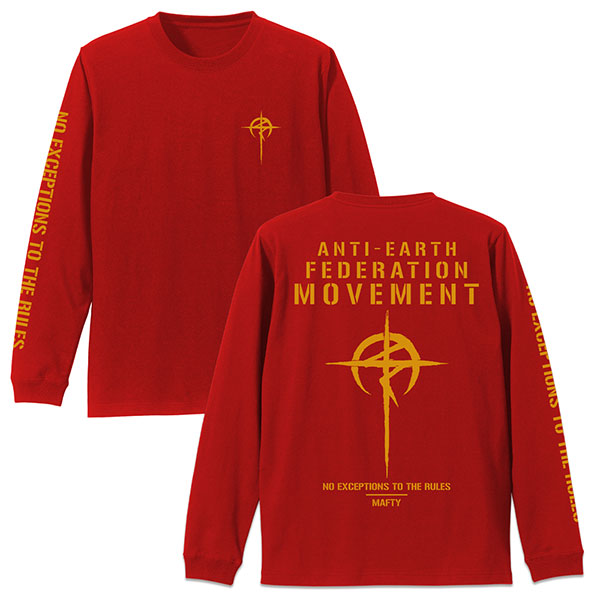 機動戦士ガンダム 閃光のハサウェイ マフティー袖リブロングスリーブTシャツ/RED-L - 公式商品画像 | AniSmile