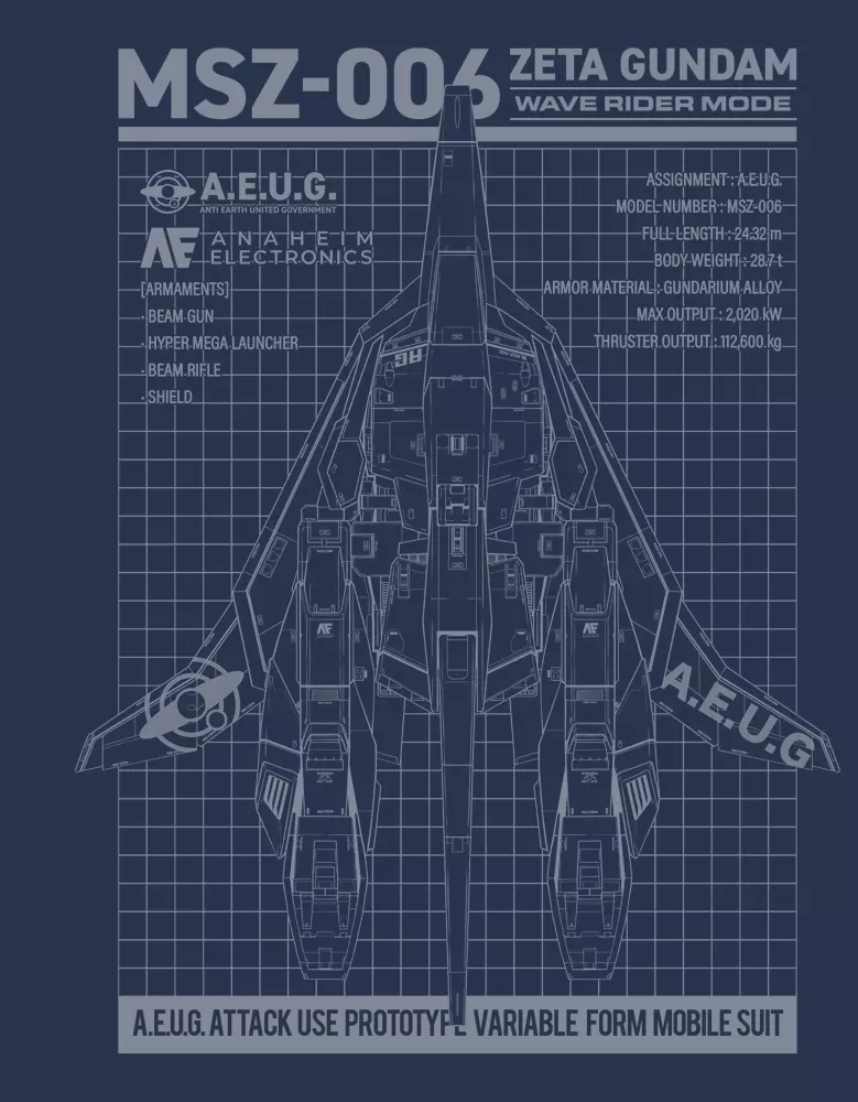 機動戦士Zガンダム 描き下ろしウェイブライダーTシャツ/SLATE-L 画像 3 | AniSmile