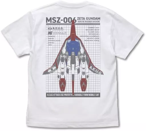 機動戦士Zガンダム 描き下ろしウェイブライダーTシャツ/WHITE-L - 公式商品画像 | AniSmile