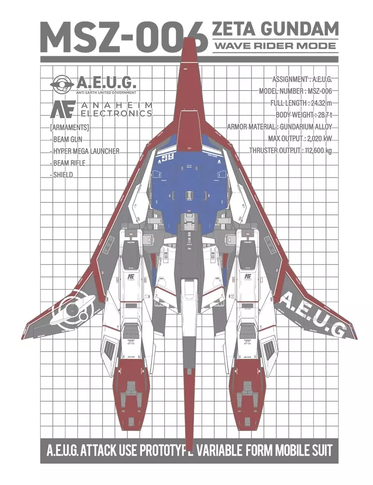 機動戦士Zガンダム 描き下ろしウェイブライダーTシャツ/WHITE-L 画像 3 | AniSmile