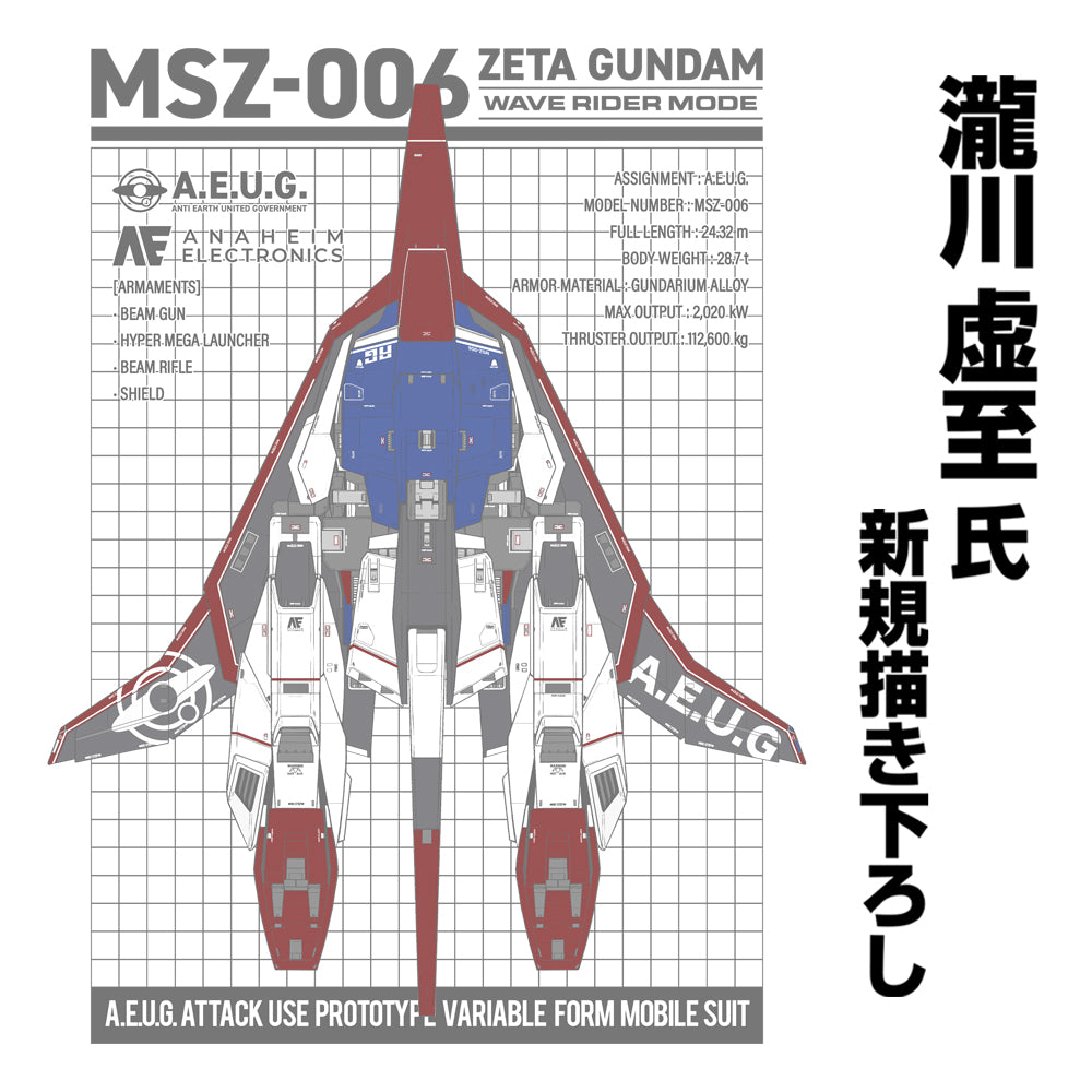 機動戦士Zガンダム 描き下ろし ウェイブライダー Tシャツ/WHITE-S 图片 4 | AniSmile