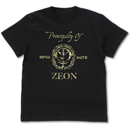 ガンダム ジオン ヴィンテージ ゴールド Tシャツ/BLACK-L - AniSmile