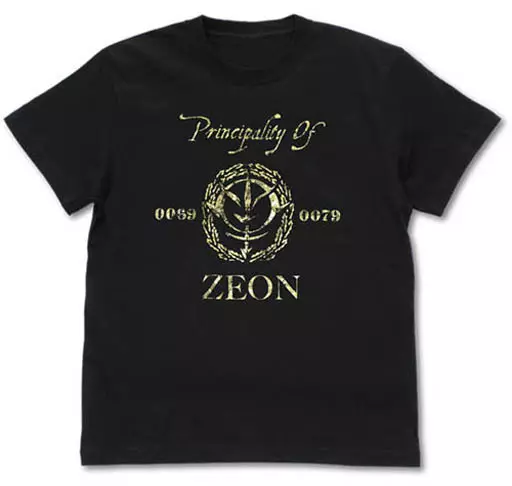 ガンダム ジオン ヴィンテージ ゴールド Tシャツ/BLACK-M - AniSmile