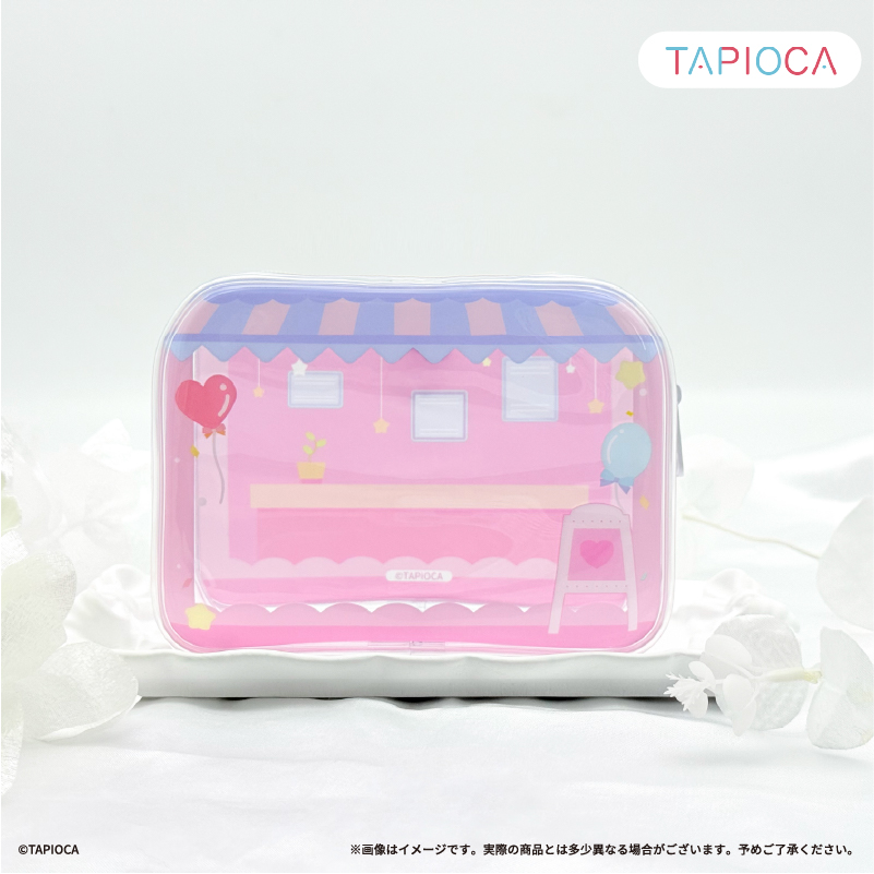 タピオカオリジナル タピオカオリジナル カフェ風 クリアポーチ ブルー 画像 4 | AniSmile