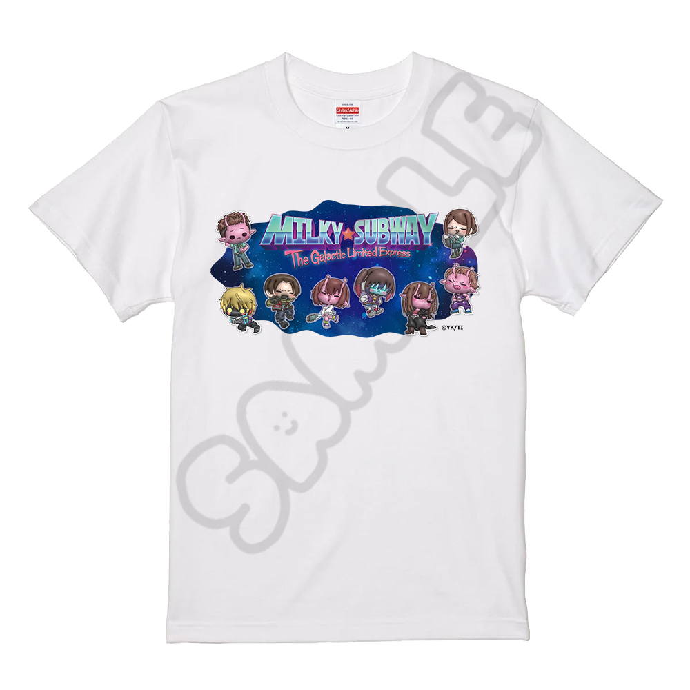 アニメ『銀河特急 ミルキー☆サブウェイ』 Tシャツ(mochocho) MD(集合) ホワイト Sサイズ - 公式商品画像 | AniSmile