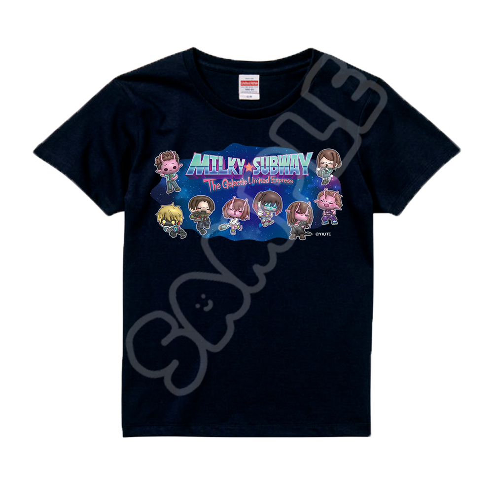 アニメ『銀河特急 ミルキー☆サブウェイ』 Tシャツ(mochocho) MD(集合) ブラック Sサイズ 画像 2 | AniSmile