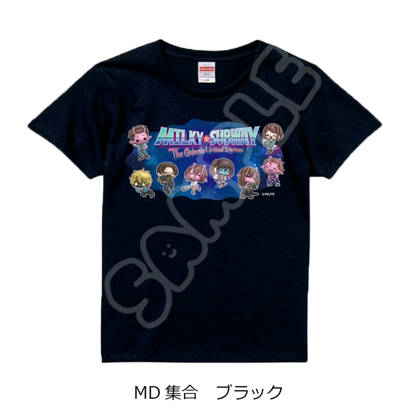 アニメ『銀河特急 ミルキー☆サブウェイ』 Tシャツ(mochocho) MD(集合) ブラック XLサイズ - 公式商品画像 | AniSmile